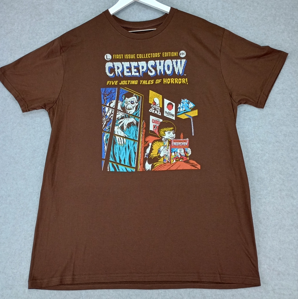 CreepShow Horror Comic Bedtime Reaper Brown Men's Large Reaper outside Window